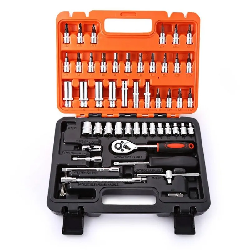 

TOP!-53pcs1/4-Inch Drive Socket Set, 53pcs1/4-Inch Car Repair Tool Ratchet Wrench Drive Socket Set Socket Wrench Set