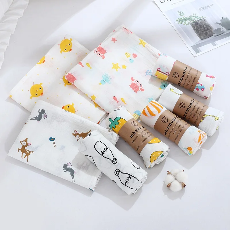 

2 Layer 70% Bamboo+30% Cotton Infant Blanket Newborn Soft Bath Nursing Towel Organic Baby Muslin Swaddle Wrap Sheet Crawling Mat