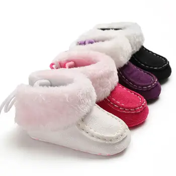 

Infant Newborn Baby Girls Cashmere Plush Winter Boots Bandage Warm Shoes US