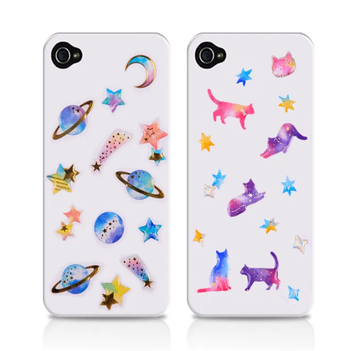 1  Mobile Phone Shell Stickers Shiny Gold Crystal Epoxy Sticker Starry Love Star Stickers Acrylic Rhinestone Diy Jewelry Sticker