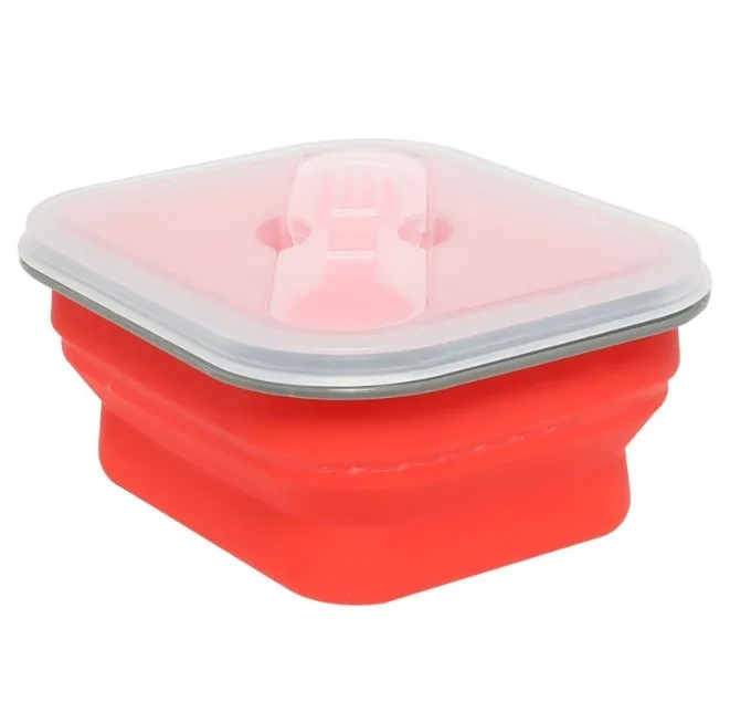 

Reusable silicone food container square silicone lunch box bento box Microwavable