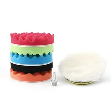 Горячие Новые 7 шт. 3/4/5/6/7 ''), полировальная машинка для автомобилей с эксцентриковым, для полировки вафельных шерстяные и губки комплект