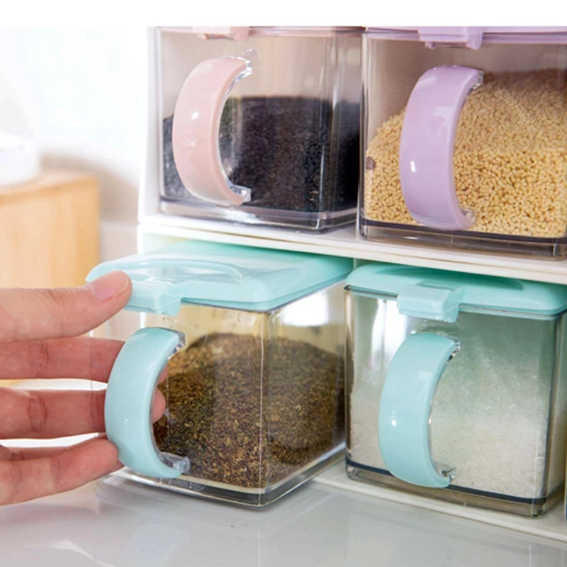 Kitchen Seasoning Box Kit Spice Jars Condiment Sugar Salt Container Case For Counter Food Storage | Дом и сад