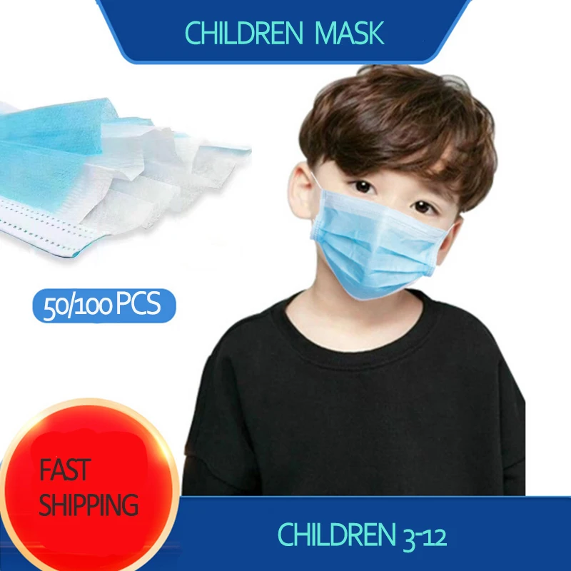 

50pcs 100pcs children disposable three-layer protective safety face mask