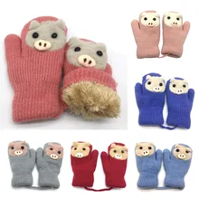 Новые милые детские перчатки с героями мультфильмов для 3-5 лет, зимние толстые вязаные перчатки, варежки, теплые вязаные перчатки для детей, мальчиков и девочек