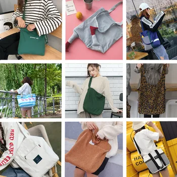 

2018 New Fashion Women Shopping Bags Print Canvas Simple Wild Large Capacity Reusable Hight Simple Design Healthy Tote Hand Bag