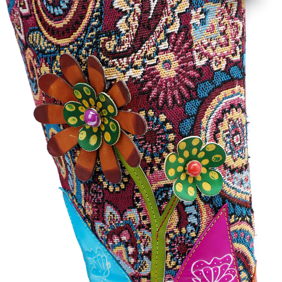 D Knight Luxury Boots Shoes Woman Retro Genuine Leather Casual Women's Knee High Boot Handmade Ethnic Female Western Cowboy Boot (12)