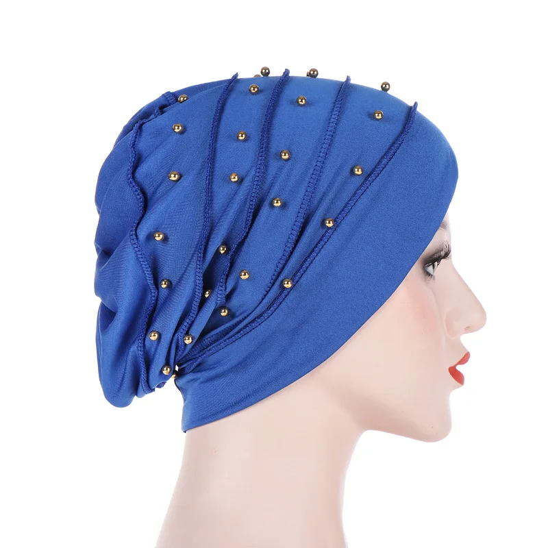 Muslim Women Stretch Cotton Ruffle Bead Turban Hat chemotherapy Chemo Beanies Caps Headwrap Hair Loss For Cancer Accessories Muslim Women Stretch Cotton Ruffle Bead Turban Hat chemotherapy Chemo Beanies Caps Headwrap Hair Loss For Cancer Accessories