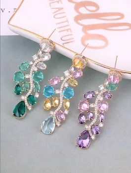 

Zircon mandarin duck silver needle elegant elegance goddess earrings