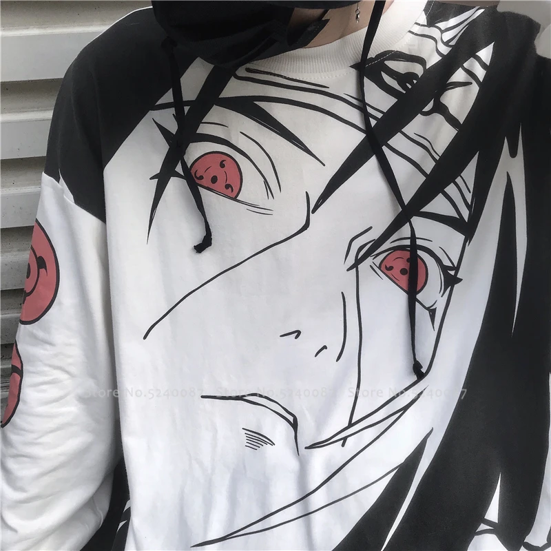 Аниме Наруто Косплей Костюм в японском стиле для женщин и мужчин пары футболка большого размера Uchiha Sasuke Тройник топы мультфильм печати Толстовка