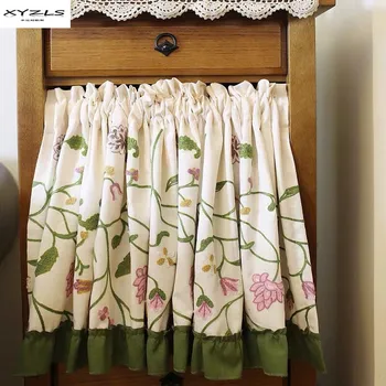 

Decorative Curtains For Kitchen Embroidered Floral Short Curtains Bedroom Living Room Cafe Half Curtain Small Window Treatment
