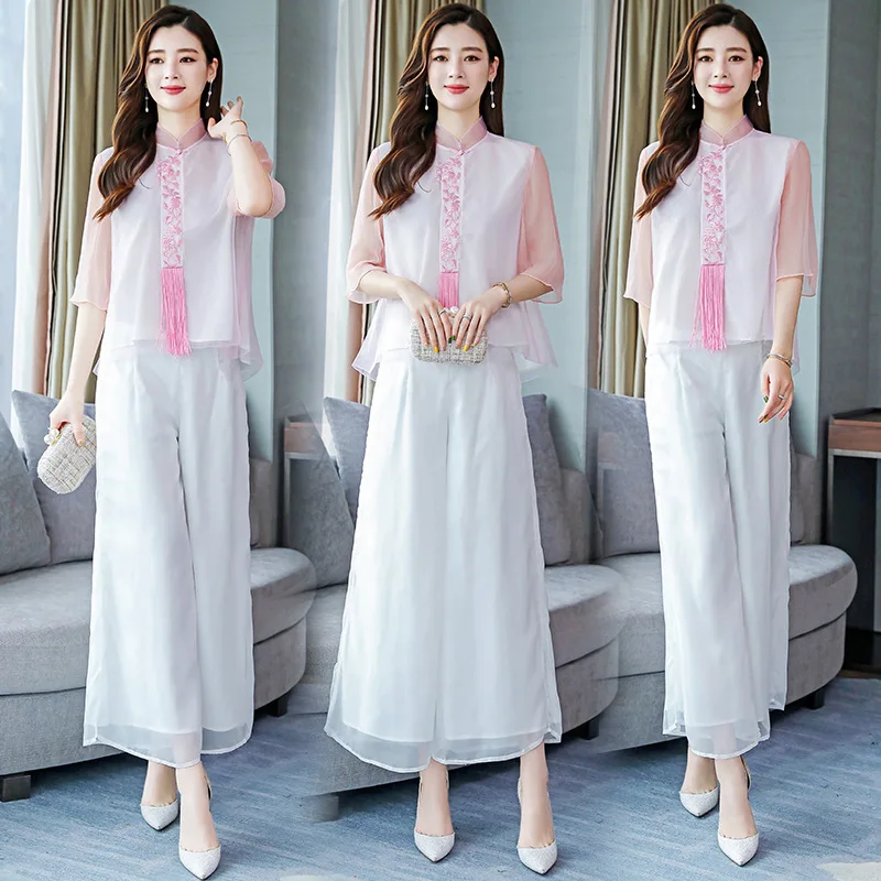 

Vintage Improved Set 2019 Summer New Style Western Style by Age-Style Debutante Elegant Elegant Non-mainstream Two-Piece Women's