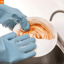 Xiaomi JJ Волшебные силиконовые перчатки для чистки, противоскользящие перчатки для мытья посуды, двухсторонние перчатки для домашней кухни