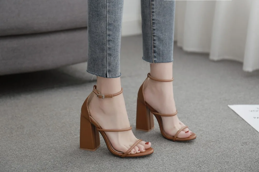 Details about   Women Sandals Denim High Heels Peep Toe Ankle Strap Pump Slingback Fashion Shoes 