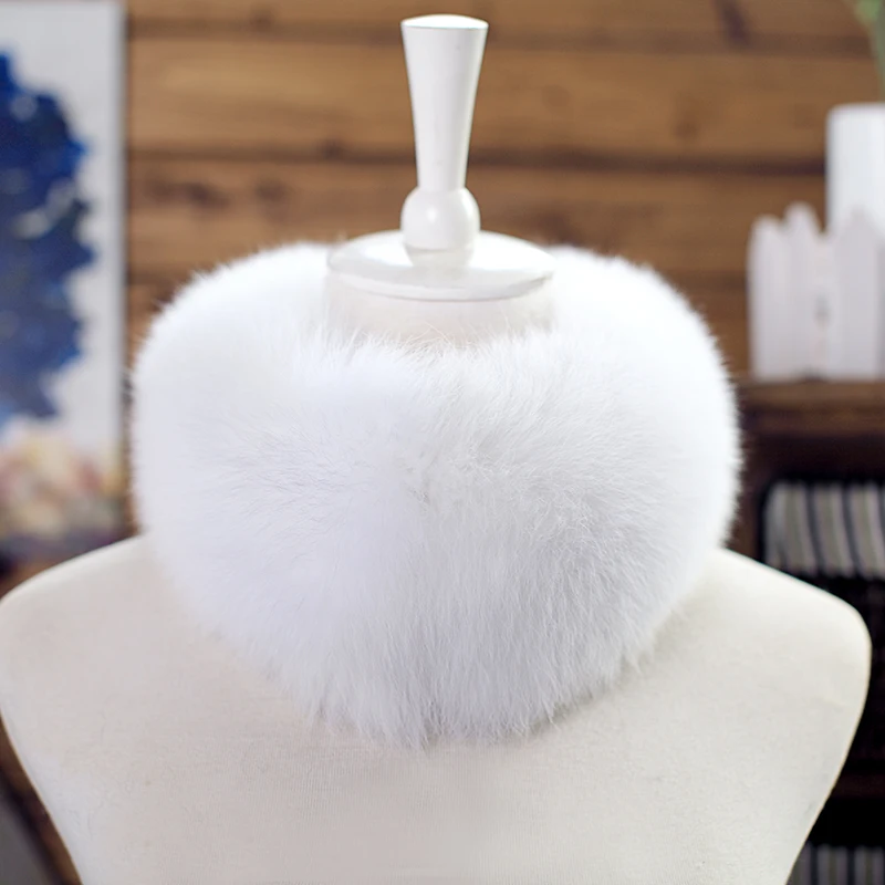 FXFURS, новинка, корейский стиль, женские зимние шарфы из лисьего меха, натуральный мех, с магнитом, легко носить,, воротник из лисьего меха, шарф, кольцо - Цвет: white