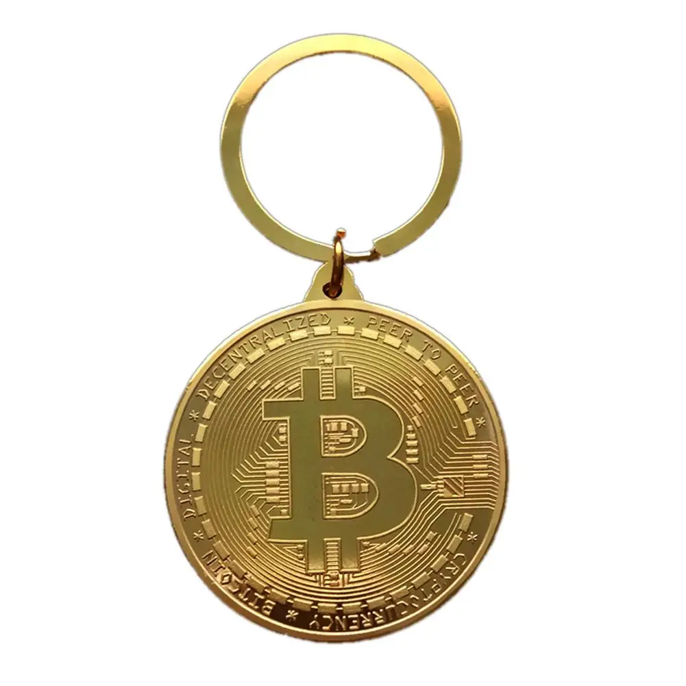 1 шт. Позолоченные Биткоин монеты брелок монета Биткоин искусство коллекция коллекционные брелок ретро-брелок украшения для дома - Цвет: Gold
