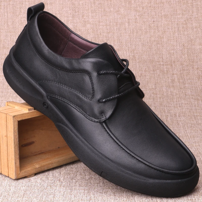 

2019 New Genuine Leather Men's Casual Shoes Large Size 45 46 47 48 Widened Round Head Lace-up Handmade Men Shoes