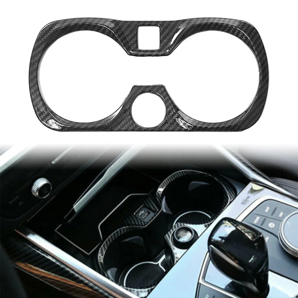 

Carbon Fiber ABS Car Central Console Water Cup Cover Trim Sticker For BMW 3 Series G20 2019 2020 2021