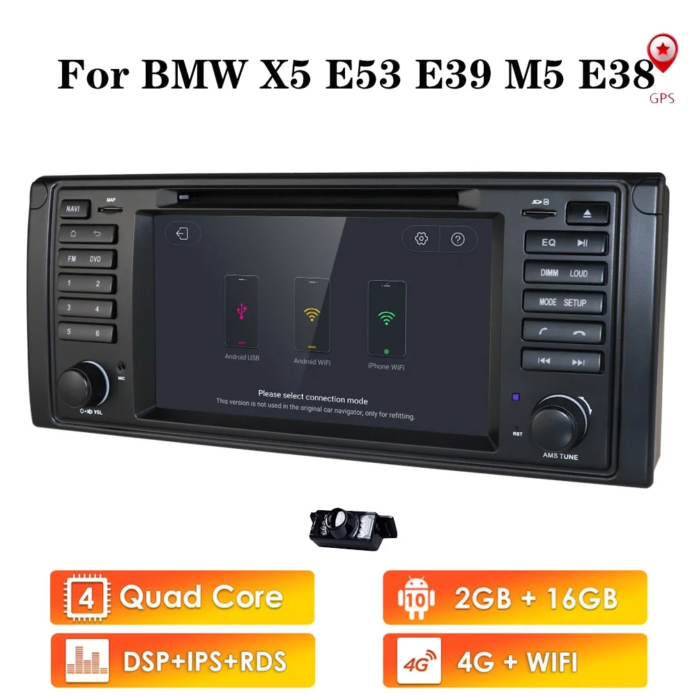 2GRAM7 &quotсенсорный HD Android9.0 CarStereo радио gps OBD2 DAB + для BMW E39 E53 X5 M5 wifi/4G Bluetooth BT DTV DVBT DVR