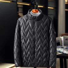 Большой размер 4XL-10XL Сверхлегкая мужская зимняя куртка теплая хлопковая парка для осени толстая одежда повседневная мужская куртка с воротником-стойкой