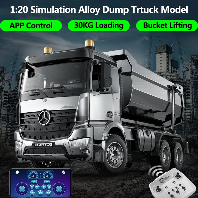 16CH Alloy RC Dump Truck 30KG Loading App Control Tractor car Remote Control 45Degree Tipping Bucket Sound Light Programming Toy 1