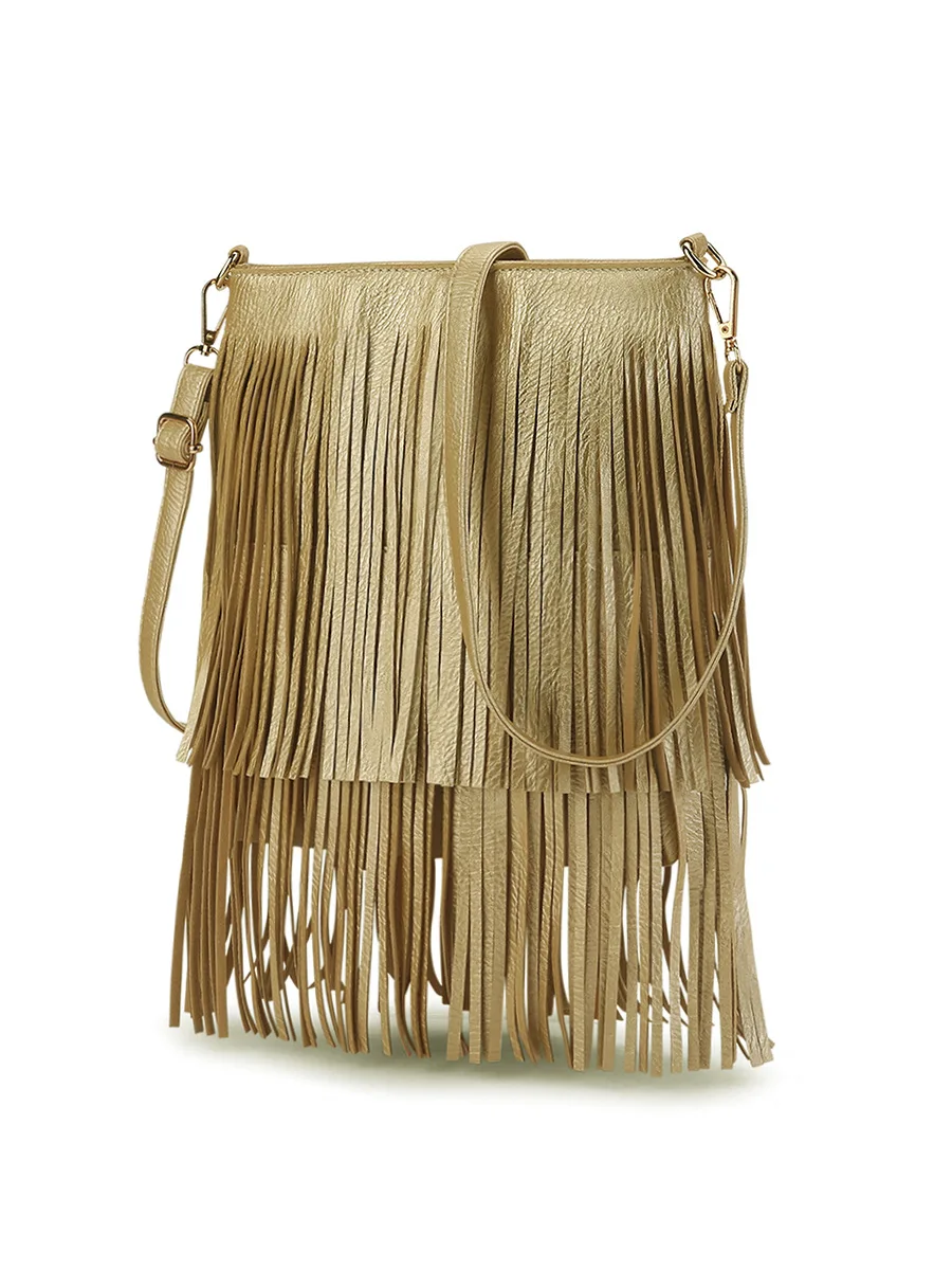 

Ali sunnyshop New Style WOMEN'S Bag Fashion Shoulder Bag Double Row Tassel Bag Z010