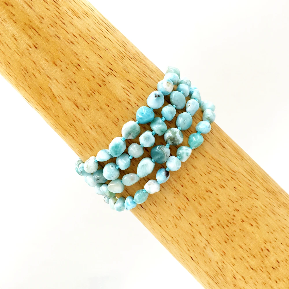 

LiiJi Unique Blue Larimar Nugget Shape 4row Magnet Clasp Bracelet 7.5 inches Fashion Trendy Jewelry for Men/Women Dropshipping