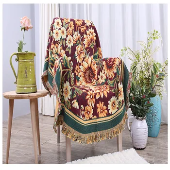 

European style cotton sofa towel three-layer thickened line blanket cotton woven sofa cushion