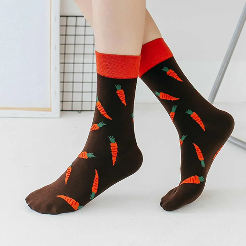 Модные хлопковые уличные носки без пятки с фруктовым принтом для женщин и девочек забавные носки с принтом клубники и животных милые носки 12,18