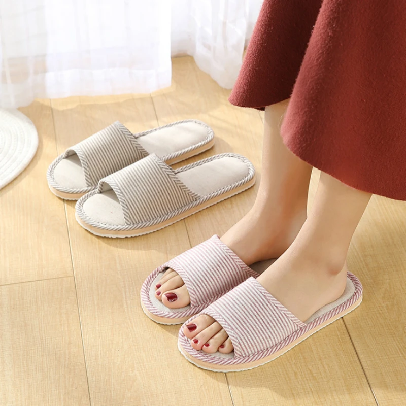 Women Indoor Slippers Floor Flat Shoes Spring Autumn Linen Flip Flops Home Slippers Female Comfortable Women Slippers Indoor Shoes