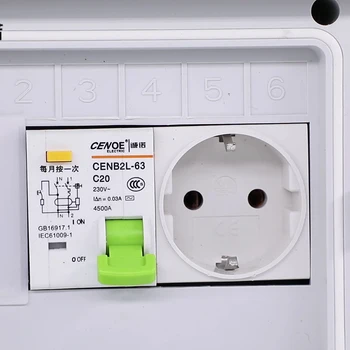 

best 6 ways mcb distribution box electrical distribution with EU style socket earth leakage circuit-breaker16A 25A 32A 50A 63A