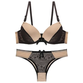 

2019 new women bra and brief panty set sexy plus size women bra set push up lace underwear set lingerie set B C cup