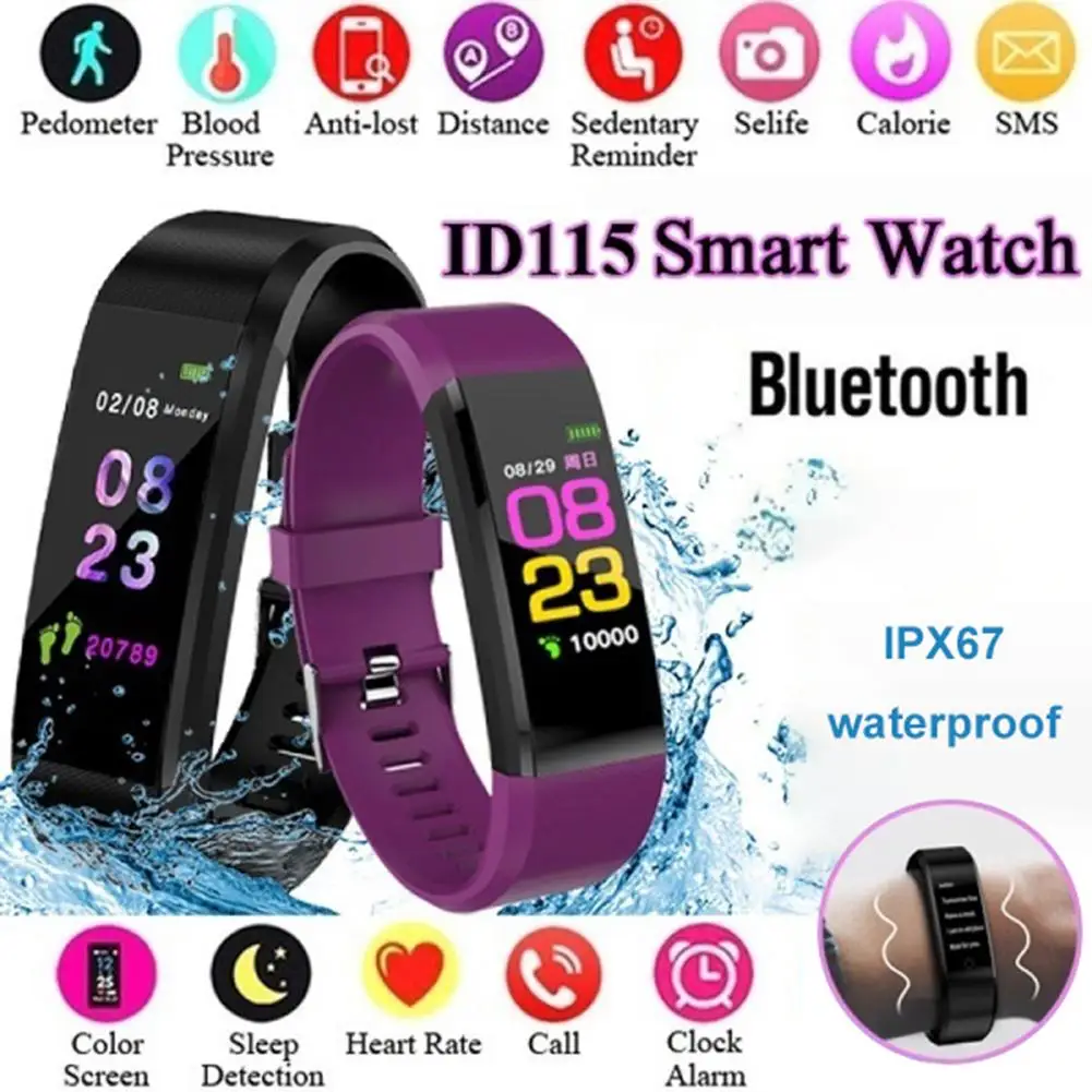 

Waterproof Digital Watch LED Solid Color Screen Heart Rate Sleep Monitor Wristband Sports Smart Bracelet reloj deportivo hombre