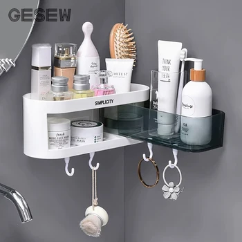 

GESEW Bathroom Storage Shelf Corner Shampoo Shower Shelf Multifunction Organizer Home Plastic Storage Rack Bathroom Accessories