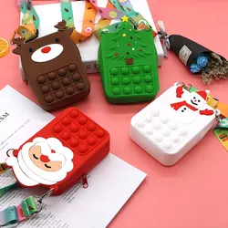 Sac de rangement en Silicone style père noël, sac de papeterie, Popite popbit, décompression, porte monnaie, jouet 
