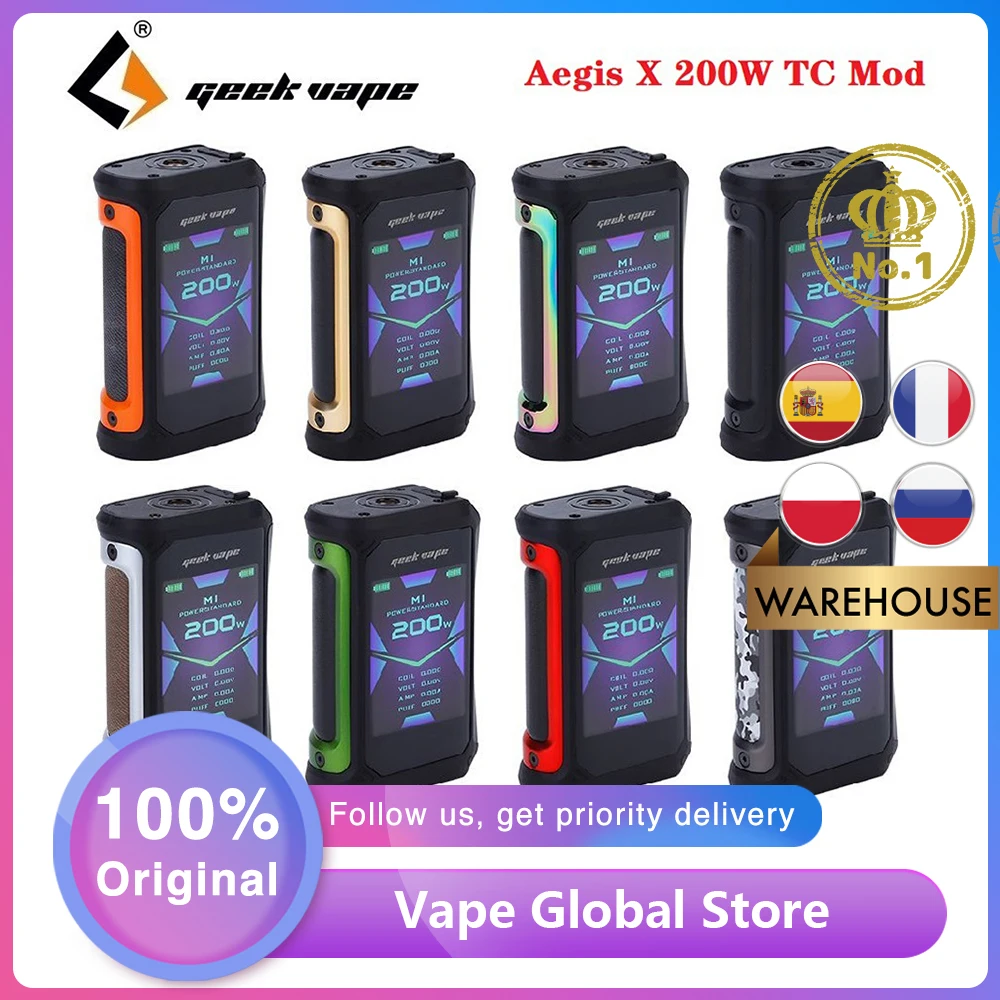 Оригинальный мод Geekvape Aegis X 200 Вт TC с чипсетом AS2.0 и OLED-экраном 2 4 дюйма электронная