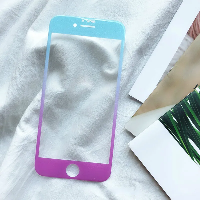 5d полное покрытие Экран протектор многоцветный закаленное Стекло для iPhone 6 6S плюс градиент Стекло 7 8 плюс защитная пленка на переднюю панель - Цвет: Застекленный