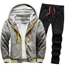 New 2021 Winter Men's Thickened Warm Tracksuit Set Solid Thread Casual Sportswear Hoodie Cardigan Loose Plus Size Sweatshirt