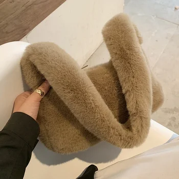 

2020 Winter Fashion New High-quality Soft Plush Women's Designer Handbag High capacity Shoulder Bags Casual armpit bag