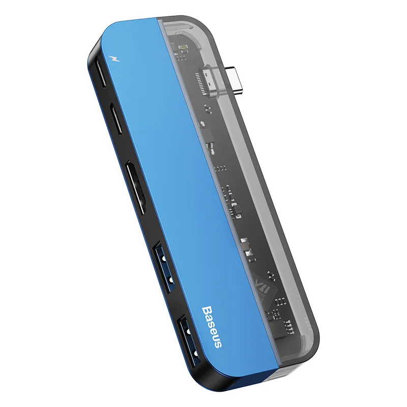 Baseus USB 3,0 type C концентратор адаптер PD Быстрая зарядка концентратор конвертер 4K HDMI для huawei Mate20 samsung S9 для Mac ноутбук Matebook - Цвет: Blue