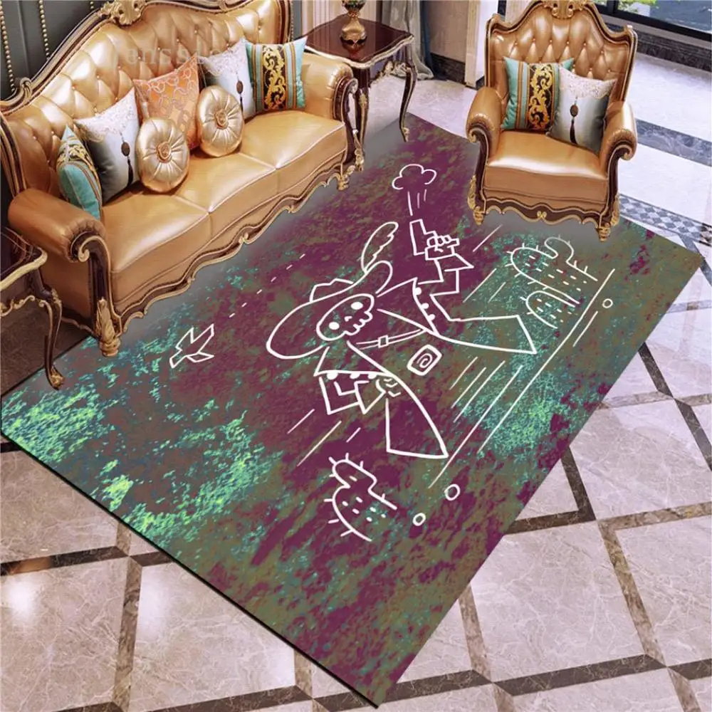 INS Trend Simple Illustration 3D Printed Rugs Area Door Mat Carpet Floor Bedroom Doormat Non-slip Living Room | Дом и сад