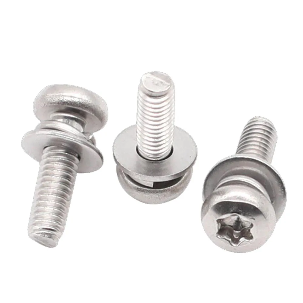 Wkooa Torx SEMS Screws Spring and Flat Washer Preset Stainless Steel 304