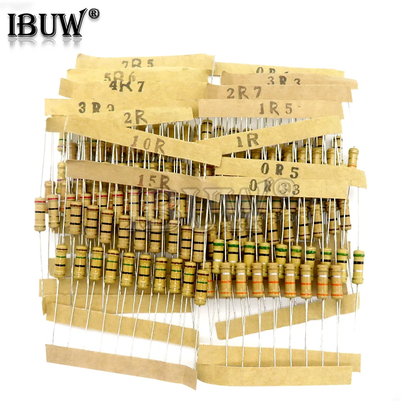 150PCS 300PCS Resistor Kit 1W 2W 3W 5W 5% 30values X 10PCS Carbon Film Resistance 0.1-750 ohm Set 1k-820K 30values X 5PCS