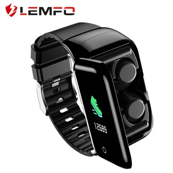

LEMFO Pre-sale Smart Watch with Bluetooth Earphones BT5.0 Heart Rate health Monitor Smart Watch Support Siri BT Call Smart Band