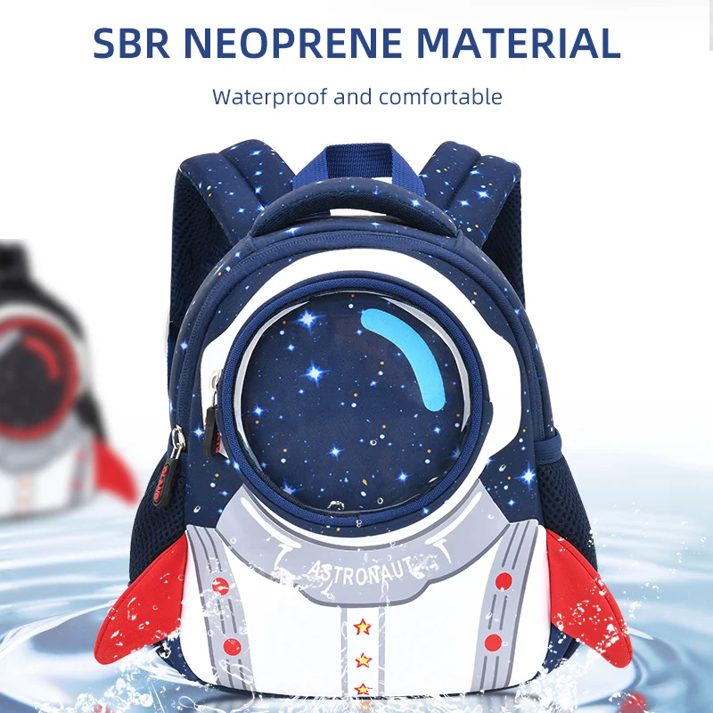 GREATOP 2021 New 3D Rocket Kids Backpack Anti-lost Astronauts School bags Waterproof Cartoon Girls Backpack Mochila Infantil