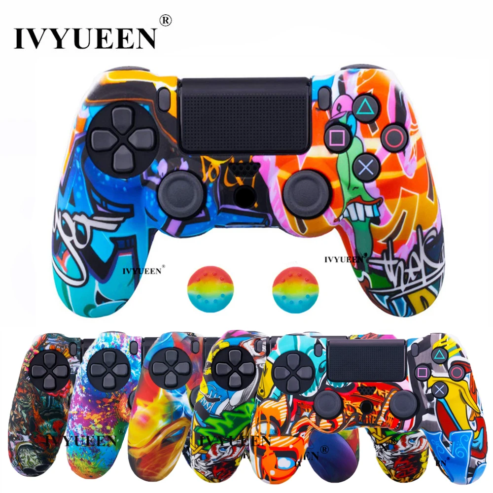 IVYUEEN 18 Цвета силиконовые Camo защитный чехол кожи для sony Dualshock 4 PS4 DS4 Pro тонкий контроллер Thumb палочки Захваты шапки