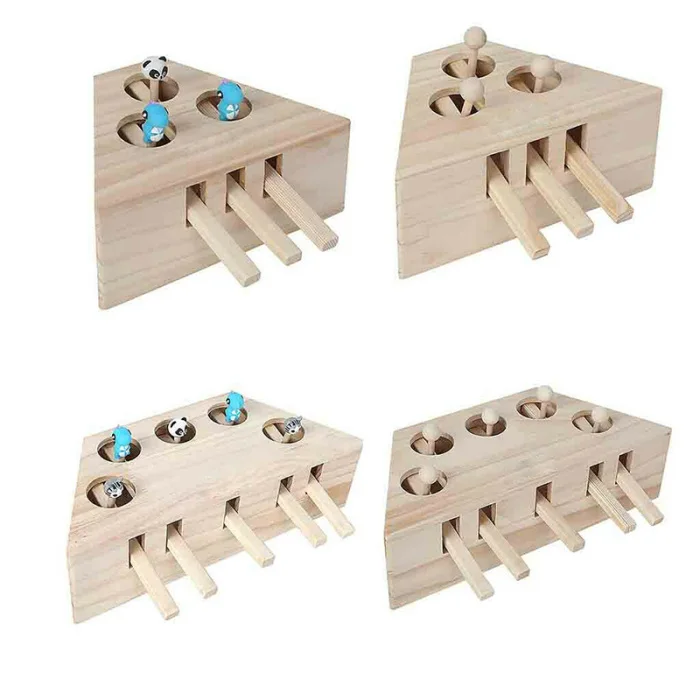 Whack Mole mouse кошка упражняющая игрушка твердая деревянная головоломка коробка с 3/5 отверстиями игрушки для животных TB