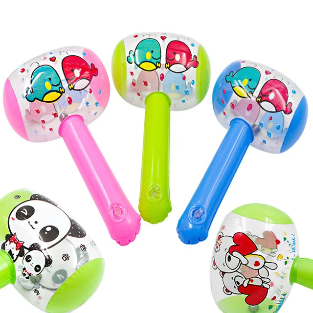 3Pcs PVC Cheerful Children Inflatable Air Hammers Nice Gift for Kids Cute Cartoon Blow Up Hammer Toys 2
