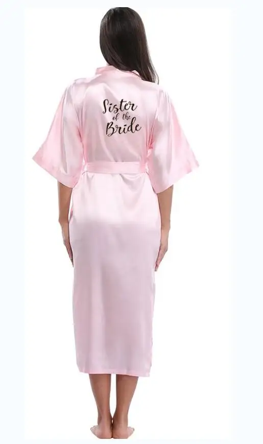 Bridesmaid Pink Long Large Plain Mother Bride Kimono Silk Satin Night Dress Gown Wedding Robes Bathrobe Lace Robe Ladies