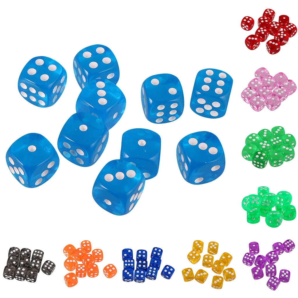 10pcs 16mm Six-sided D6 Dice for Dungeons & Dragons D&D TRPG Dices Party Gambling Dices Game Digital Dices